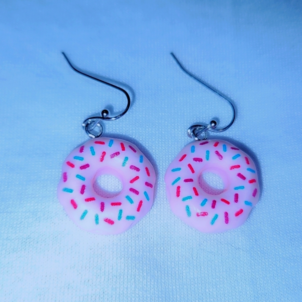 Homemade light pink donut earring! 🍩